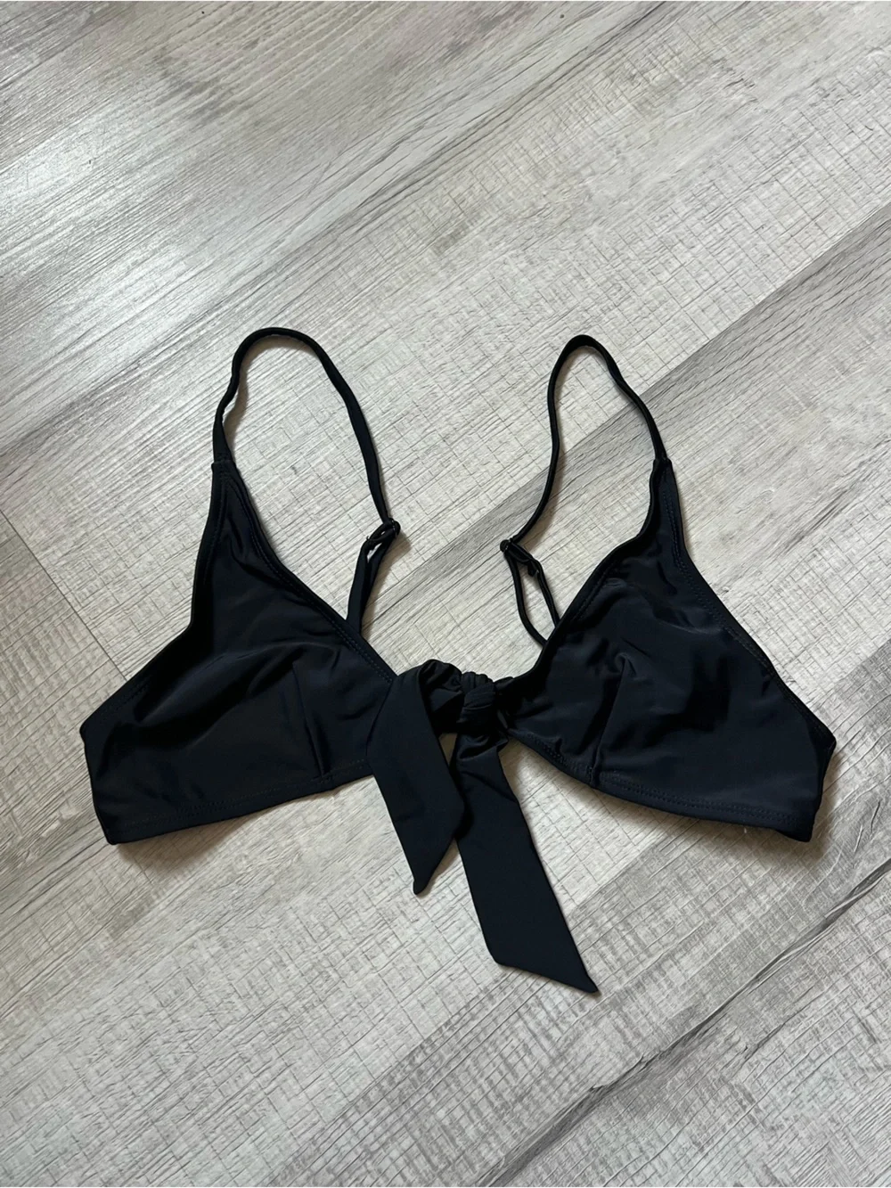 NA-KD Black Tie-Front Bra Bikini Top - Women Size Medium